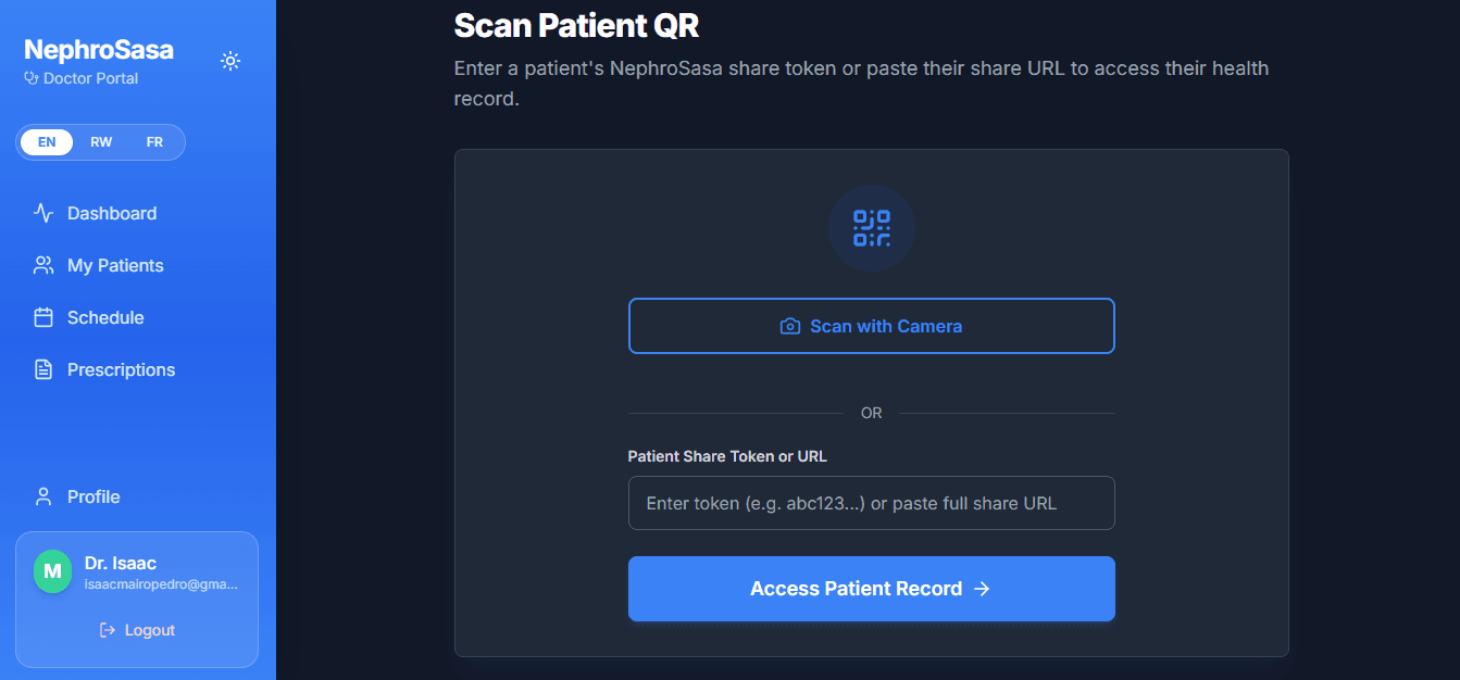 Doctor QR Scanner & Patient Record Access