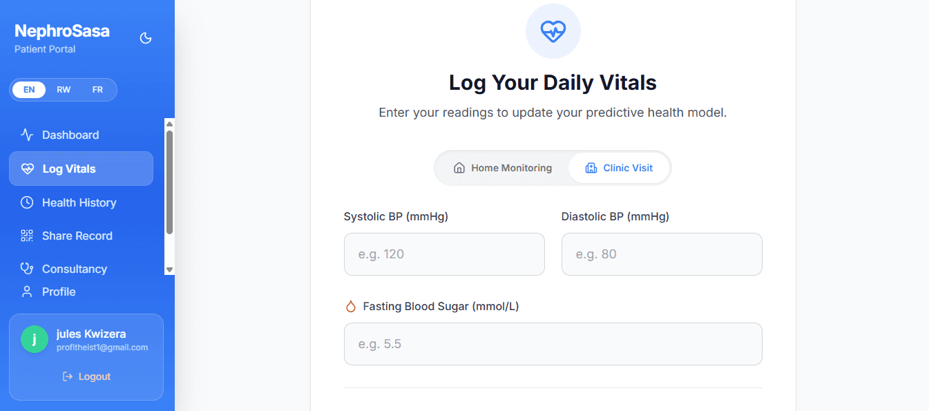 Vital Signs Logging (BP, Blood Sugar, HbA1c)
