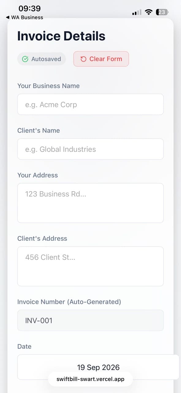 Mobile Invoice Builder